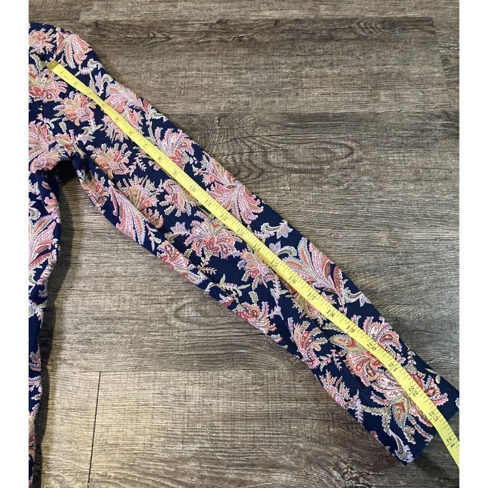 CHAPS Women’s Button Up Blouse Top Floral Paisley Long Sleeve No Iron Blue Sz S - Picture 6 of 9